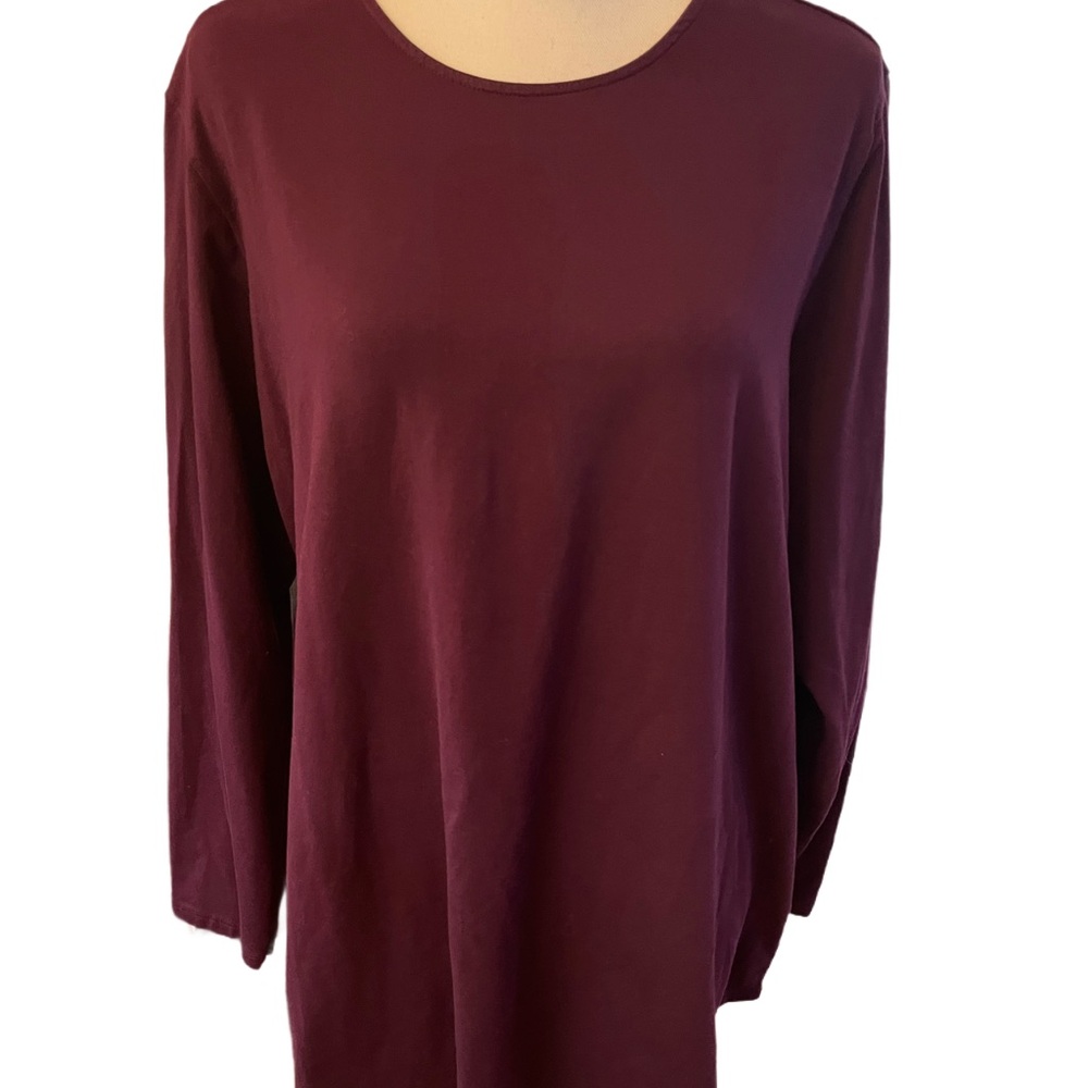 Women's Long Sleeve Crewneck Top - Burgundy